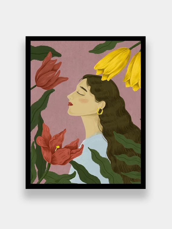 Girl with Flower Frame